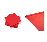 40 Serviettes Rouge en papier Tex Touch FSC®- 38x38cm + Nappe Rouge en papier damassé - 1,18x6m