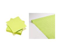 40 Serviettes Vert Anis Tex Touch FSC® - 38x38cm + Nappe en papier damassé Vert Anis - 1,18x6m