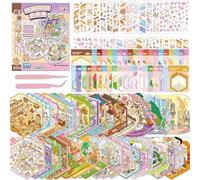 40 Sets 3D Autocollants de Scène, DIY Amusants House Sticker avec 2 Pincette, 3D Stickers Scene Miniatures, Livre Stickers pour Adultes et Enfants pour Soulager Stress et Passer le Temps