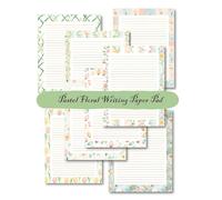40 Sheets of Pastel Floral Writing Paper Pad: Lined Stationery with Watercolor Spring Design and Decorative Border, Letter Size Ruled Stationery: 8 Designs, 8.5 x 11"