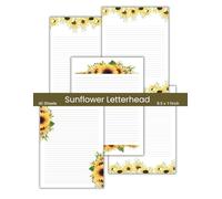 40 Sheets Sunflower Letterhead: Stationery Letterhead Stylish Paper, Personalised Invitations, Watercolor Floral Unique Notes: Greeting Message for ... Running Daily Supplies, 5 Designs , 8.5 x 11"
