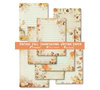 40 Sheets Vintage Fall Thanksgiving Writing Paper: Autumn Themed Craft Paper, Letterhead for Party Invitations: Elegant Scrapbook Paper for Writing, 8 Designs, 8.5 x 11"