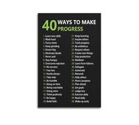 40 Ways To Make Progress InspirationalCover Poster sur toile Cadeau pour vos amis ou pour votre propre usage Décoration de chambre à coucher Salon Esthétique Style sans cadre 30 x 45 cm