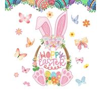 40 x 30 cm - Œuf de Pâques mignon - Autocollant électrostatique pour fenêtre de verre - Pour fenêtre de Pâques et printemps - Pour maison, cuisine, salon, salle de te, bureau - Mur