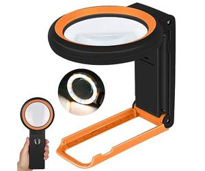 40 x 30 x Loupe avec lumière et support, 18 LED Loupe Professionnel pour Lecture, Inspection, Exploration, Personnes âgées, Bijoux, Enfants