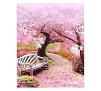 (40 x 50 cm) DIY Square Diamond Painting Full Drill Kit de Broderie Diamant Carré 5D par Numéro Route des Cerisiers en Fleurs Peinture Diamant Adulte Peinture à Numéro Décoration Murale en Toile