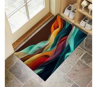 40 x 60 cm, paillasson d'entrée intérieur et extérieur, Tapis à Résumé Moderne Ondes de Tissu, Tapis de Sol résistant à la décoloration, Profil Bas, Facile à Nettoyer pour Patio, porchevert
