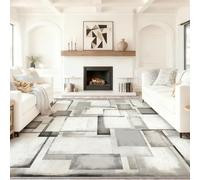 40 x 60 cm Tapis Entrée Intérieur, Blanc Grisâtre Antidérapant Tapis Lavable, Pile Courte Tapis Salon Moderne Abstrait Géométrique Carrée Rectangle pour Dessous, Cuisine, Chambre Chien