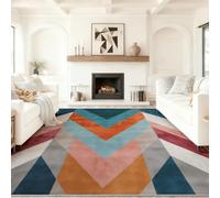 40 x 60 cm Tapis Entrée Intérieur, Multicolore Antidérapant Tapis Lavable, Pile Courte Tapis Salon Classique Géométrique Triangle Chevron Motif pour Dessous, Cuisine, Chambre Chien