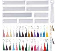 40 X Resin Bookmark Mould Kit,10 X Epoxy Resin Bookmark Moulds And 30 X Multiple Colour Tassels,For Craft Moulds Diy Bookmarks (B)