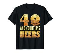 40 Years and Countless Beers Funny 40th Birthdays Beer Lover T-Shirt