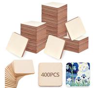 400 Carrés en Bois 2x2 cm, Plaques en Bois Naturel pour Bricolage, Décoration en Bois Non Traitées, Pièces en Bois pour DIY, Peinture, Pyrogravure, Décoration de Fête, Maquettes d'Architecture