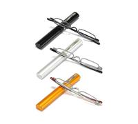 (400 Diopters)3 Pairs Slim Mini Metal Reading Glasses Compact Lightweight Portable Readers With Glasses Case For Reading Case