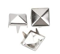 400 ensembles de clous à pointes carrées à quatre mâchoires, rivets carrés pour bricolage maroquinerie sacs vêtements en cuir chaussures (6 mm, argent)