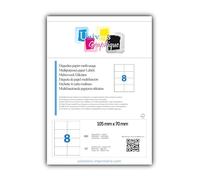 400 Étiquettes 105 x 70 mm = 50 feuilles de 8 Étiquettes adhésive blanches personnalisable 10.5 x 7 cm autocollantes pour imprimante jet d'encre et laser étiquette utilisable avec code Herma 4426