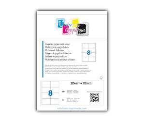 400 Étiquettes 105 x 70 mm = 50 feuilles de 8 Étiquettes adhésive blanches personnalisable 10.5 x 7 cm autocollantes pour imprimante jet d'encre et laser étiquette utilisable avec code Herma 4426