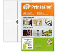 400 Étiquettes autocollantes (105x148,5mm=A6) imprimables Printation | 100 feuilles A4 2x2=4 autocollants adhésifs, étiquettes d´adresse 105x148mm - pour imprimantes laser & jet d’encre