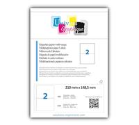 400 Étiquettes Autocollants feuille format A4. 200 feuilles A4 avec 2 étiquettes A5 par feuille de marque UNIVERS GRAPHIQUE 210x148 mm