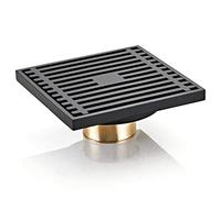 400 g - En laiton T rebondissant - 10 cm - Siphon de sol carré anti-odeurs - Surface noire pure - Noir