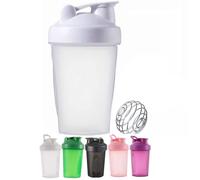 400 ml Bouteille shaker pour boisson protéinée, shaker pour mélange de protéines, gobelets shaker portables avant l'entraînement avec mélangeur à billes à fil idéal pour mélanger des shakes en poudre