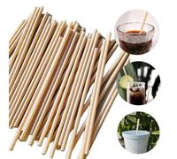 400 pailles jetables en bagasse, 21cm de paille droite plate, 5.5mm de diamètre, paille en canne à sucre, biodégradable, pour fête, jus, cuisine,club (400)