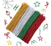 400 Pcs Cure-tuyaux Tiges de guirlandes scintillantes Couvre-tuyaux étincelants Couture de Noël Bricolage Artisanat 4 couleurs Nettoyant de tuyau métallique pour la décoration de vacances de fête