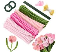 400 Pcs Fil Chenille, Pipe Cleaners, Cure Pipe, Pipe Cleaners Flower, Cure-Pipe, Avec Floratape Et Tige Fleur Artificielle, Adapté Aux Fournitures De Bouquet De Fleurs Et De Décoration Diy, Rose Set