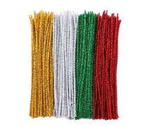 400 Pcs Pipe Cleaners Crafts Set Fils Chenille De Noël colorés Cure Pipes Tuyaux Chenille Pour Enfants Bricolage Artisanat Halloween Décorations De Noël Projets Scolaires-Or Argent Rouge Vert