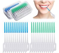 400 Pcs Silicone Interdental Brushes,Soft Silicone Adaptive Interdental Brush,Portable Dual Use Interdental Brush,Double Sided Interdental Brush
