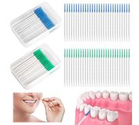 400 Pièce Cure Dent Plastique 2-en-1 Portable, Cure Dents Plastique avec Cure-dent Nettoyer Soigneusement Entre les Dents pour un Usage Quotidien les Voyages et Sorties