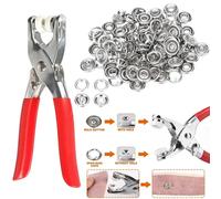 400 pièces anneaux à broches 9.5mm boutons de boucle pince de couleur métal bouton pression griffe bricolage ensemble pince à pression manuelle Rivet boucle outil de couture Plier and 400 Rings