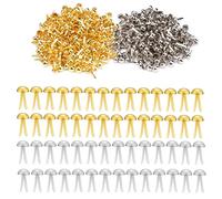 400 Pièces Attaches Parisiennes, 17 x 8mm Métal Attaches Broches Fendues, 2 Couleurs Mini Brads en Métal, Attaché Parisienne Mini Ronde en Laiton, pour Scrapbooking Craft Papier (Or, Argent)