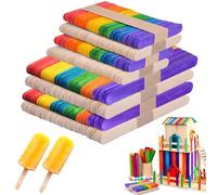 400 Pièces Bâtons de Bois Colorés, Batonnet en Bois, Baguette Bois, Bâtons de Bois Bricolage Batonnet Glace Artisanat Naturel, Abaisse Langue Bois, Bâtonnets de Bois pour Loisirs Créatifs et Artisanat