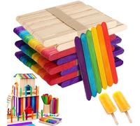 400 Pièces Bâtons de Bois Colorés, Batonnet en Bois, Baguette Bois, Bâtons de Bois Bricolage Batonnet Glace Artisanat Naturel, Abaisse Langue Bois, Bâtonnets de Bois pour Loisirs Créatifs et Artisanat