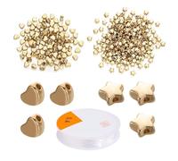 400 pièces de perles à breloques étoiles, 1 morceau de cordon élastique, perles d'espacement étoiles, perles d'amour, pendentif de perles de bracelet