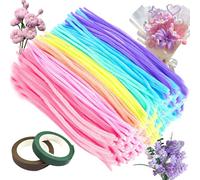400 Pièces Fils Chenilles Loisirs Creatifs, Cure Pipe Chenille, Tulip Bouquet, Cures-pipes de 30 cm de Long, Kit de Bricolage pour Décoration DIY