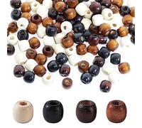 400 Pièces Grosses Perles en Bois, Perles Ovales en Bois Naturel avec Grand Trou, Perles Rondes en Bois, 12 x 11 mm, pour Fabrication de Bijoux Bracelet à Bricoler