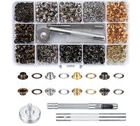 400 Pièces Kit de Grommets Eyelets Outils, Trousse à œillets Eyelets Outils pour Bâche en Tissu, Bricolage, Craft, Toile, Tente - 4 Couleurs