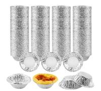 400 Pièces Moule Tartelette Pasteis de Nata Kit,7x2,5x4cm Moule Aluminium Jetable Plateaux en Papier d'Aluminium, Ronde MINI Moule en Aluminium, pour la Cuisson de la Cuisine, Tartes à la Confiture