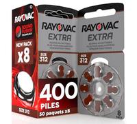 400 Piles Auditives Rayovac Extra 312 PR41 Brun Udivita - 50 Blisters de 8 Piles