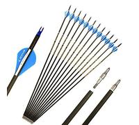 400 Spine Flèche 27 Pouces Flèche Flèches Carbone Flèche Cible Flèche de Chasse Arc à Poulies Arc Recurve Adulte Jeunesse Tir à l’Arc Entraînement 12pcs Bleu
