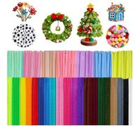400 Tiges Chenille, 200 Cure-Pipes, 100 Pompons Chenille + 100 Yeux Mobiles Autocollants - 27 Coloris - Fournitures Artisanales DIY