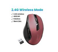 (4000 DPI 2.4G Rouge) 【NOUVEAU】UGREEN Souris ergonomique sans fil 4000 DPI silencieuse 6 boutons pour