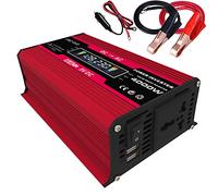 4000W Puissance de crête 300W Inverseur sinusoïde modifié nominale 12V vers convertisseur AC 110V Chargeur voiture haute fréquence avec 2 ports USB Prise Affichage LED Multi-protection pour téléphones