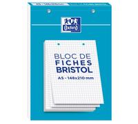 [400100515] Oxford Bloc de 30 Fiches Bristol Perforées A5 Q5/5 Blanc