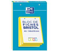 [400100550] Oxford Bloc de 30 Fiches Bristol Perforées A5 Q5/5 Bordures jaune