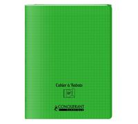 Conquérant Cahier à rabat agrafé 24 x 32 cm 96 p 90 g Grands carreaux Polypro Vert