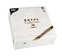 Papstar Serviettes de table Royal Collection Ornaments 11682 Lot de 50 Blanc 40 x 40 cm Pliage 1/4
