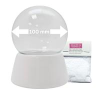 40045 Boule à neige DIY de 100 mm avec 1 boule à neige | Socle blanc avec boule en verre pour montage boîte à musique DIY | 40045
