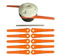 4006-710-2137 PolyCut 6-2 Tête de débroussailleuse avec 10 lames et tige de montage, compatible avec Stihl FS38 FS40 FS45 FS50 FSA60 FSA86, système de coupe à double lame pour pelouse et jardin
